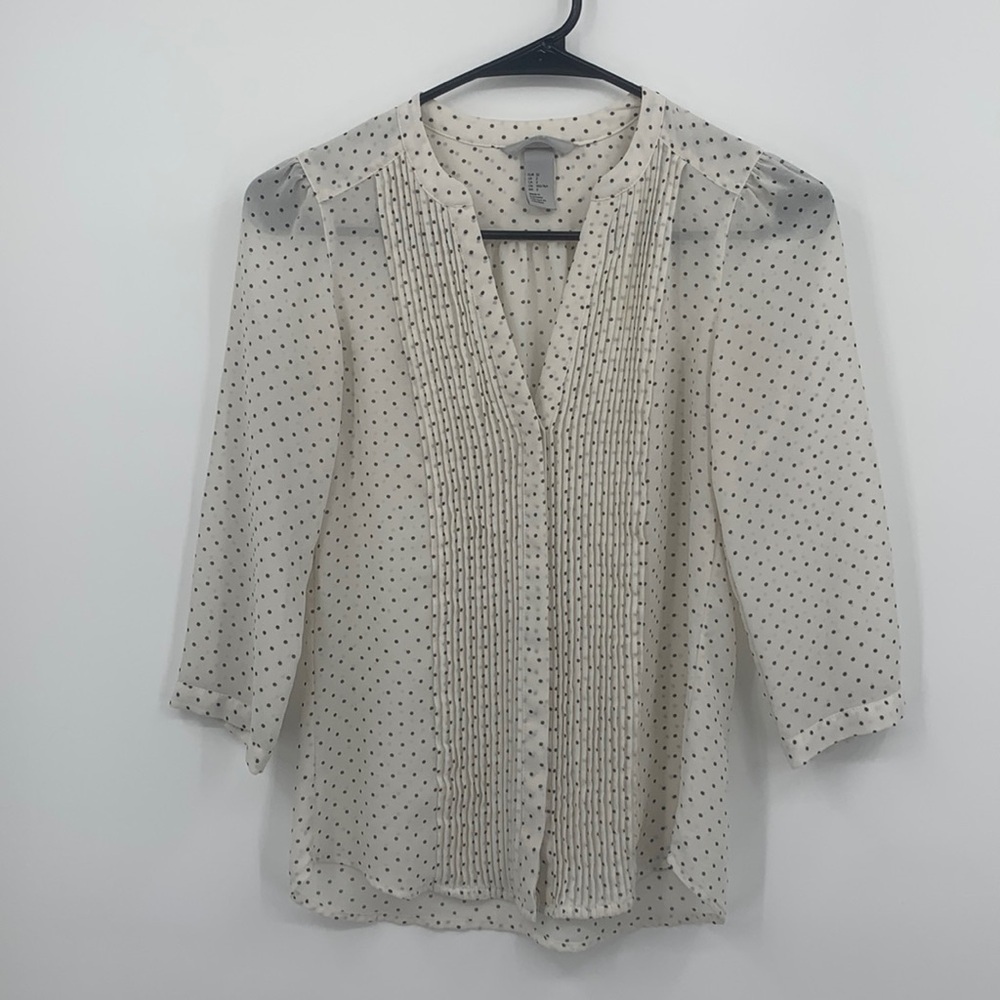 H&M Sheer Polka Dot 3/4 Sleeve Blouse Women’s Size 2
